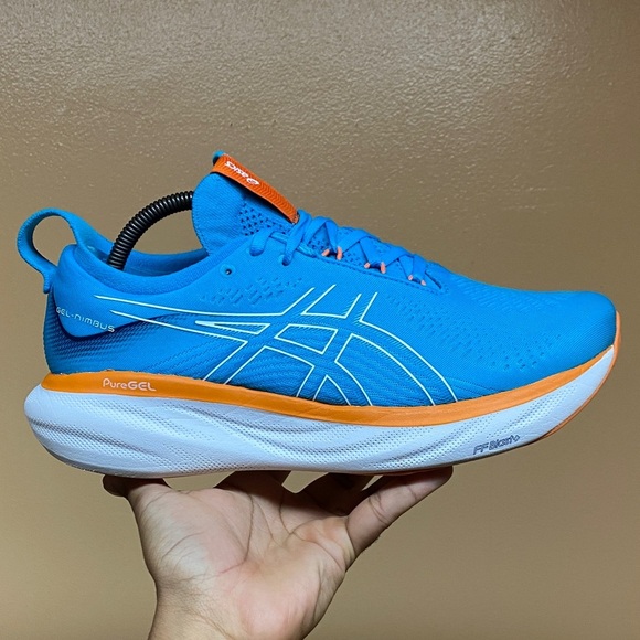 ASICS GEL-NIMBUS 25 Men’s Running Sneakers “Island Blue Sun Peach” Size 9.5 Wide - Picture 4 of 17